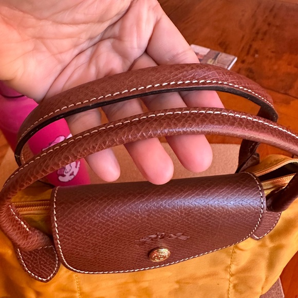 LongChamp LePliage Mini HandBag, Yellow/Brown, VGUC - Picture 10 of 11